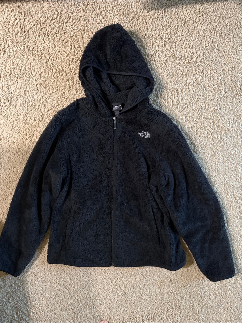 The North Face Full Zip Black Hooded Fleece Jacket With Hood